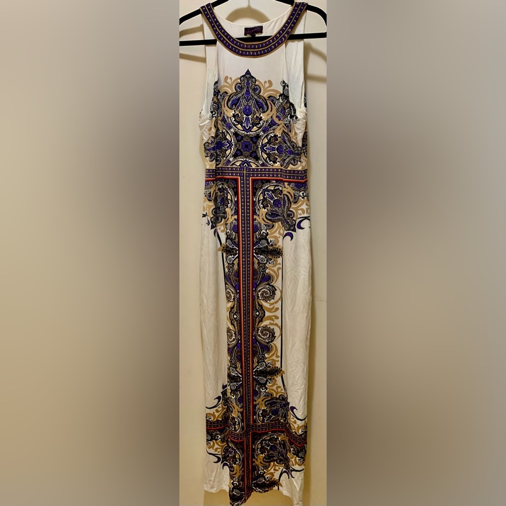 Hale Bob Graphic Print Sleeveless Maxi Dress Sz M